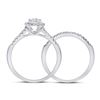 Image 4 : Diamond Cluster Bridal Wedding Ring Band Set 1/2 Cttw 14kt White Gold