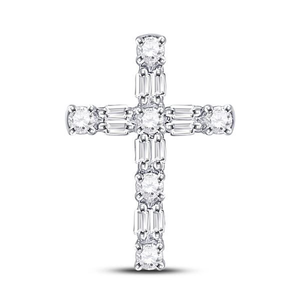 Diamond Religious Cross Pendant 1/4 Cttw 14kt White Gold