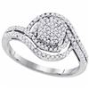 Image 1 : Diamond Swirl Cluster Ring 1/3 Cttw 10kt White Gold
