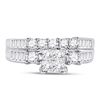 Image 2 : Princess Diamond Bridal Wedding Ring Band Set 7/8 Cttw 10kt White Gold