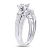 Image 3 : Princess Diamond Bridal Wedding Ring Band Set 7/8 Cttw 10kt White Gold