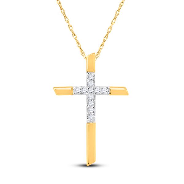 Diamond Cross Pendant 1/8 Cttw 10kt Yellow Gold