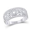 Image 1 : Diamond Filigree Geometric Band Ring 1/2 Cttw 14kt White Gold