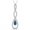 Image 1 : Blue Color Enhanced Diamond Teardrop Pendant 1/5 Cttw 10kt White Gold