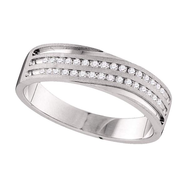 Mens Diamond Wedding Band Ring 1/4 Cttw 10kt White Gold