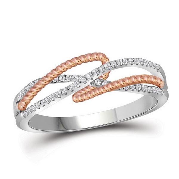 Diamond Rope Fashion Band Ring 1/6 Cttw 10kt White Gold