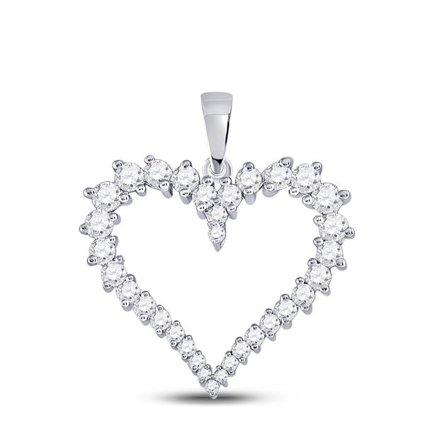 Diamond Outline Heart Pendant 3/4 Cttw 14kt White Gold