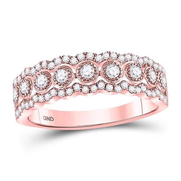 Diamond Vintage-inspired Band Ring 1/3 Cttw 10kt Rose Gold