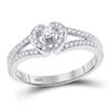 Image 1 : Diamond Heart Promise Ring 1/4 Cttw 10kt White Gold