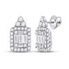 Image 1 : Baguette Diamond Cluster Earrings 1/2 Cttw 14kt White Gold