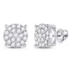 Image 1 : Diamond Circle Cluster Earrings 1 Cttw 10kt White Gold