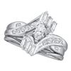 Image 1 : Marquise Diamond Bridal Wedding Ring Band Set 1/2 Cttw 10kt White Gold