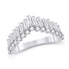 Image 1 : Baguette Diamond Chevron Band Ring 5/8 Cttw 14kt White Gold