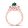 Image 4 : Oval Emerald Diamond Teardrop Ring 7/8 Cttw 14kt Rose Gold