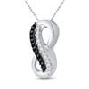 Image 1 : Black Color Enhanced Diamond Infinity Pendant 1/10 Cttw 10kt White Gold