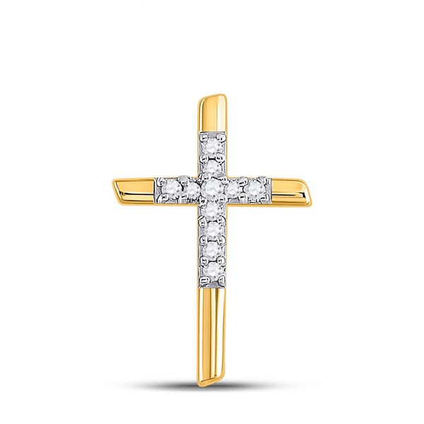 Diamond Cross Pendant 1/12 Cttw 10kt Yellow Gold