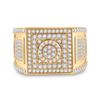 Image 2 : Mens Diamond Square Cluster Ring 3 Cttw 14kt Yellow Gold