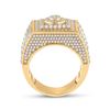 Image 4 : Mens Diamond Square Cluster Ring 3 Cttw 14kt Yellow Gold