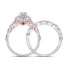 Image 3 : Diamond Bridal Wedding Ring Band Set 3/4 Cttw 14kt Two-tone Gold
