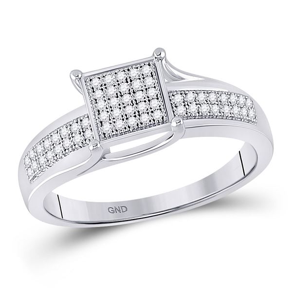 Diamond Square Cluster Ring 1/6 Cttw Sterling Silver