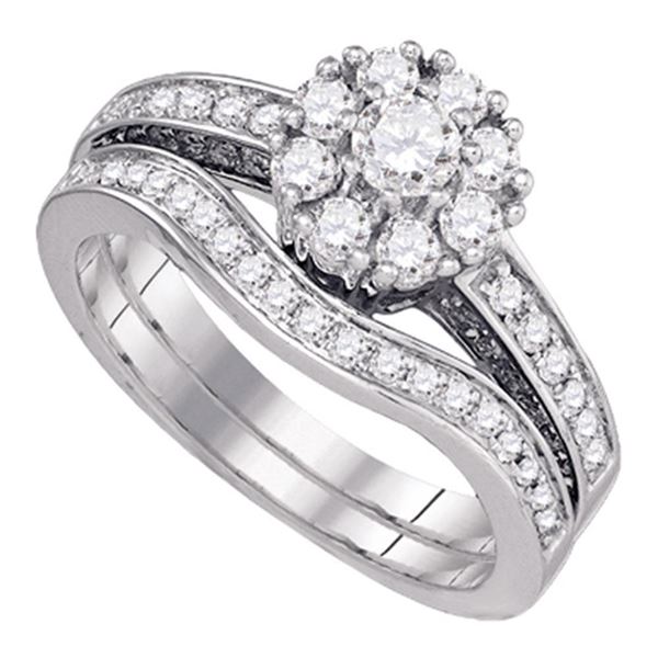 Diamond Bridal Wedding Ring Band Set 1 Cttw 14kt White Gold