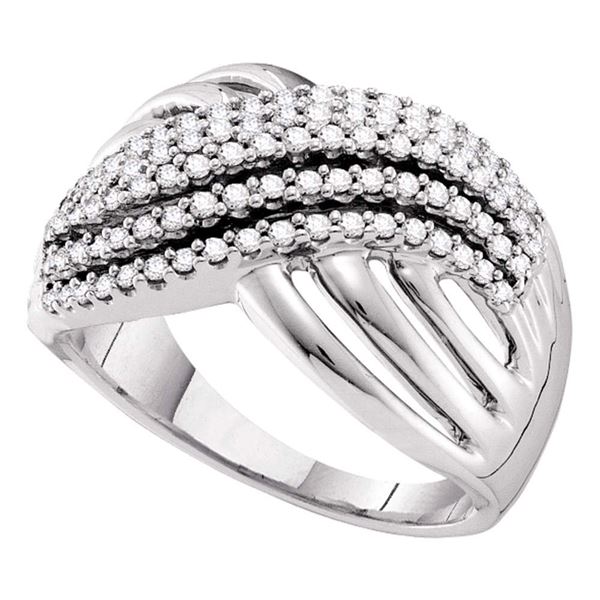 Diamond Crossover Strand Band Ring 1/2 Cttw 14kt White Gold
