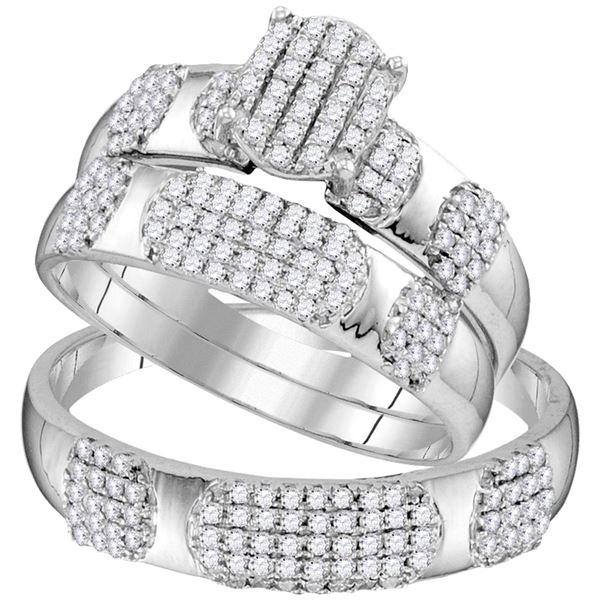 His Hers Diamond Oval Matching Wedding Set 3/4 Cttw 10kt White Gold