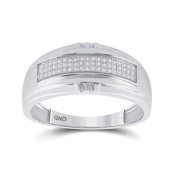 Sterling Silver Mens Diamond Band Ring 1/6 Cttw Sterling Silver