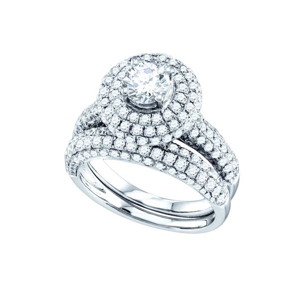 Diamond Bridal Wedding Ring Band Set 2-1/5 Cttw 14kt White Gold
