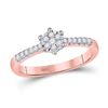 Image 1 : Diamond Flower Cluster Stackable Band Ring 1/5 Cttw 10kt Rose Gold