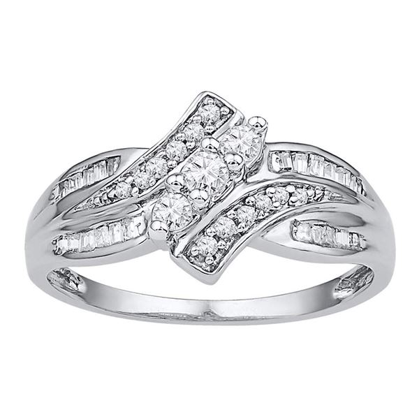 Diamond 3-stone Ring 1/3 Cttw 10kt White Gold