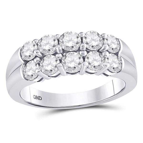 Diamond 2-Row Anniversary Band Ring 1-1/2 Cttw 14kt White Gold
