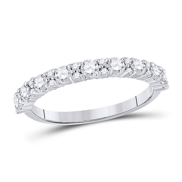 Diamond Single Row Band Ring 3/4 Cttw 10kt White Gold