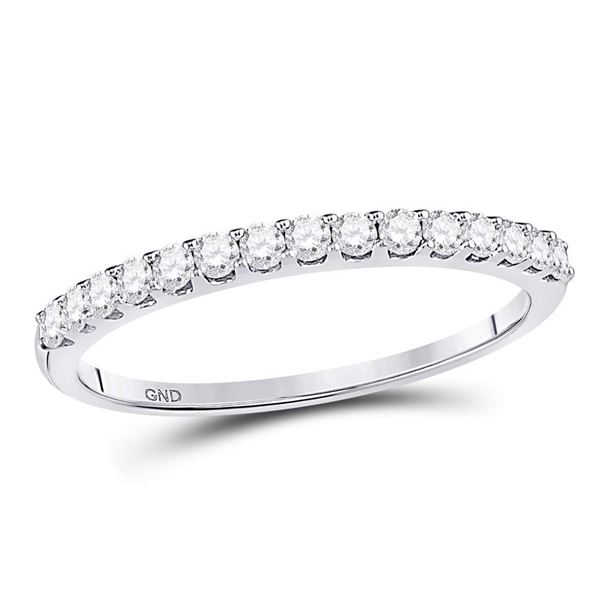 Pave-set Diamond Single Row Wedding Band 1/4 Cttw 14kt White Gold