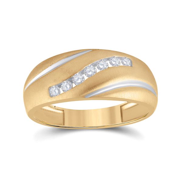 Mens Diamond Single Row Band Ring 1/4 Cttw 10kt Yellow Gold