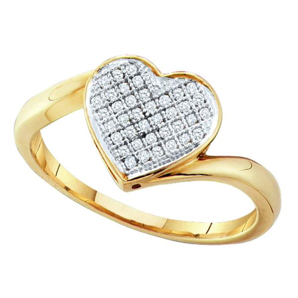 Diamond Heart Ring 1/10 Cttw Yellow-Tone Sterling Silver