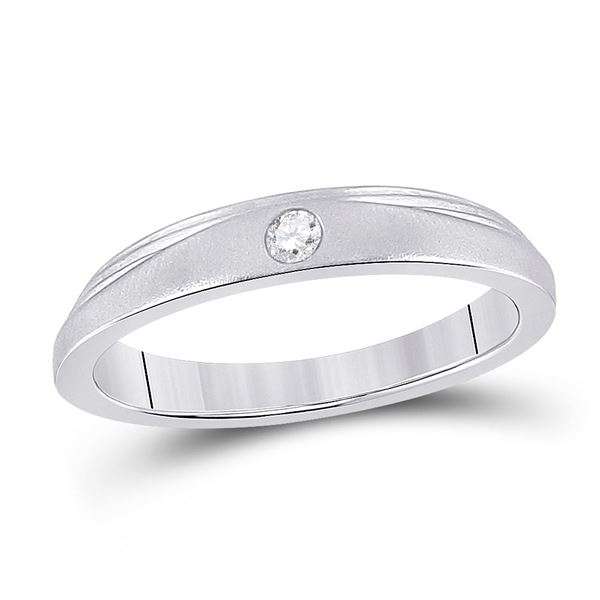 Diamond Solitaire Band Ring 1/12 Cttw 14kt White Gold