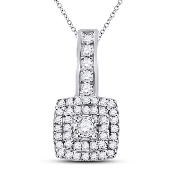 Diamond Square Pendant 1/3 Cttw 10kt White Gold