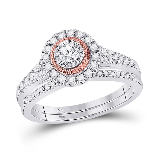 Diamond Bridal Wedding Ring Band Set 1/2 Cttw 10kt Two-tone Gold