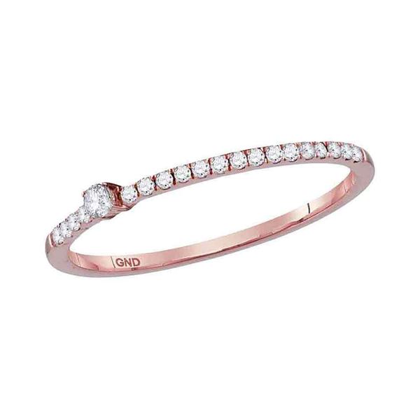 Diamond Solitaire Stackable Band Ring 1/6 Cttw 10kt Rose Gold