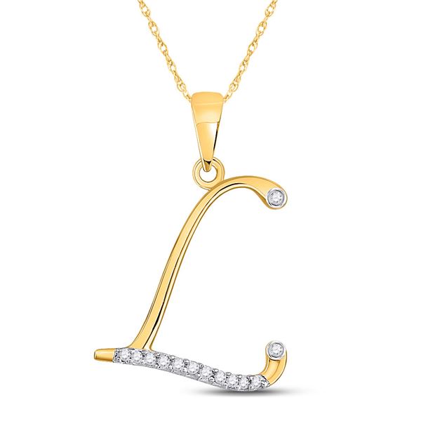 Diamond L Initial Letter Pendant 1/12 Cttw 10kt Yellow Gold