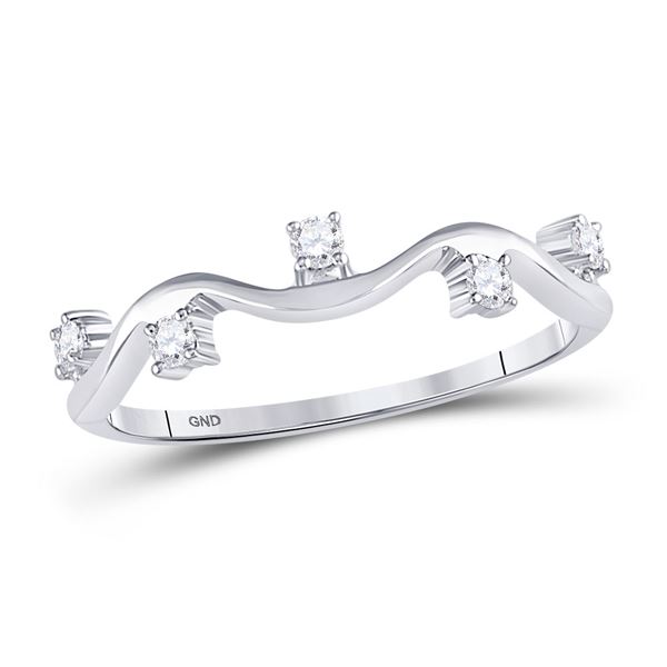 Diamond Wave Stackable Band Ring 1/8 Cttw 10kt White Gold
