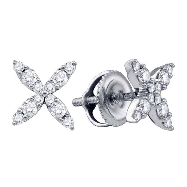 Diamond X Fashion Earrings 1/4 Cttw 14kt White Gold