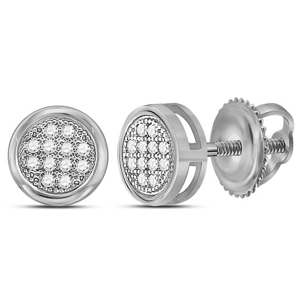 Diamond Circle Cluster Earrings 1/20 Cttw Sterling Silver