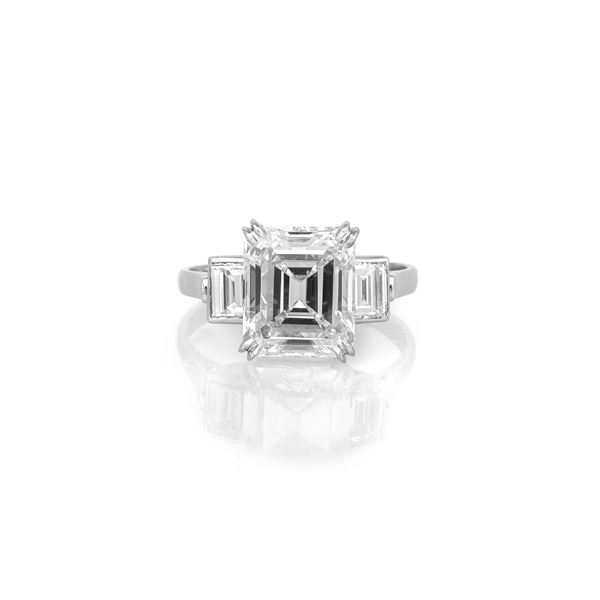 Authentic 3.39 Carat Emerald Cut Engagement Ring