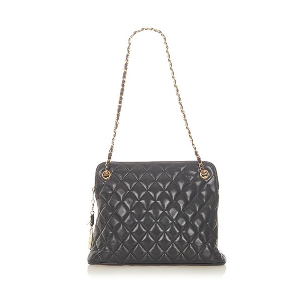 Authentic Chanel CC Timeless Lambskin Leather Shoulder Bag