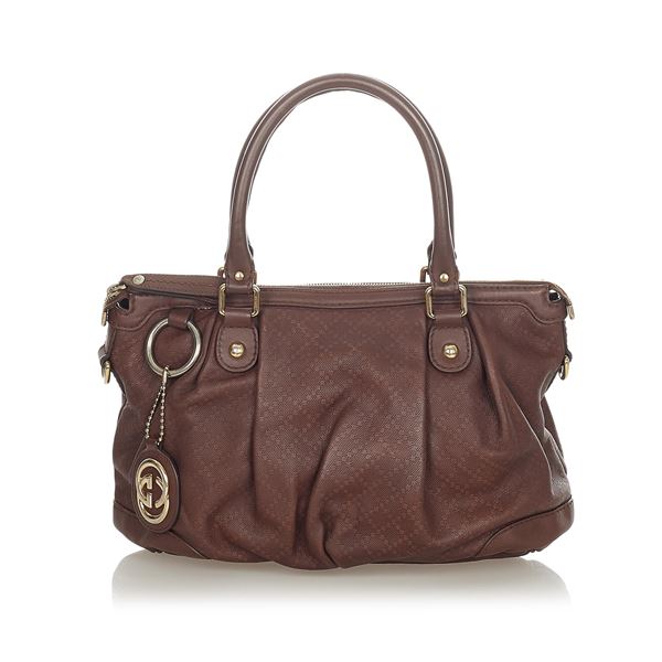 Authentic Gucci Diamante Sukey Leather Satchel