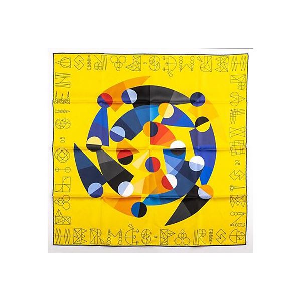 Authentic Hermes Yellow Origami Silk Medium Scarf