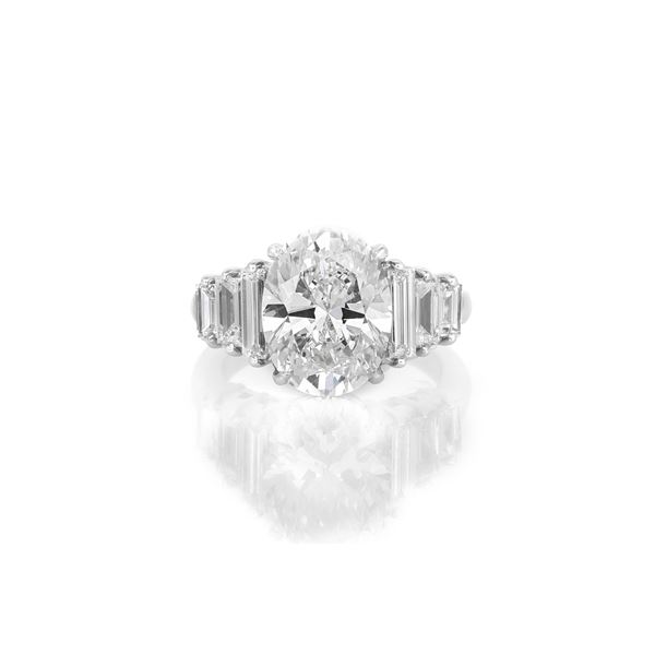 Authentic 5.23 Carat Oval Brilliant Cut Engagement Ring