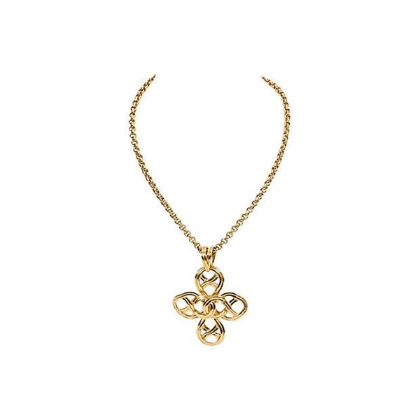Authentic Chanel Clover Logo Necklace 1996